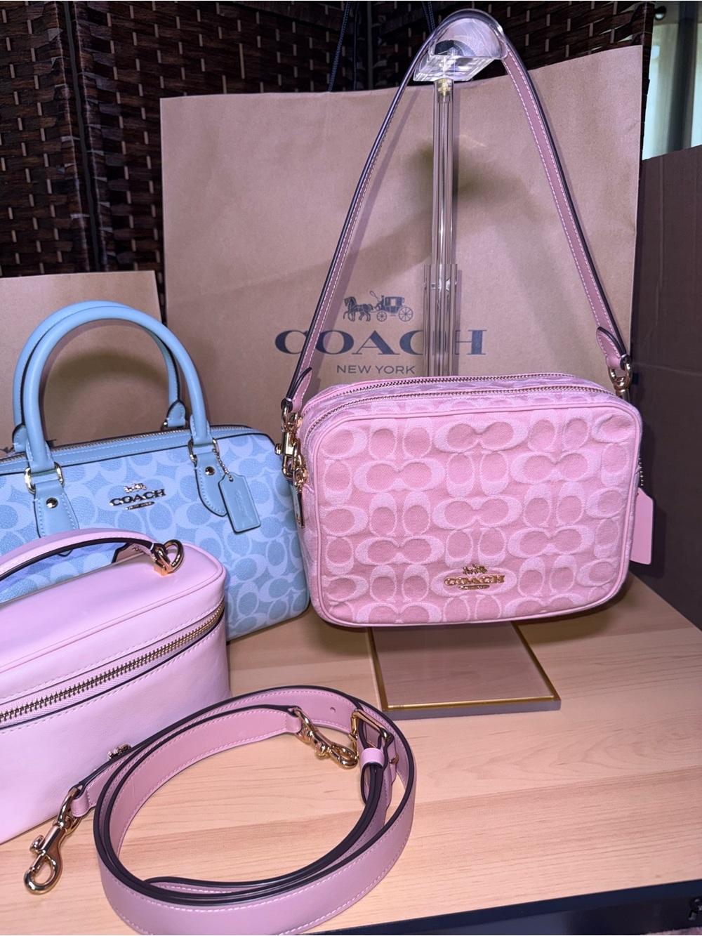 Coach Outlet Carey Crossbody Bag In Signature Pink Denim - Picture 3 of 15
